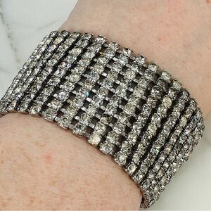 Vintage 1950s Rhinestone Bracelet 1/20 12KT GP Wide Panel Glam Estate Costume